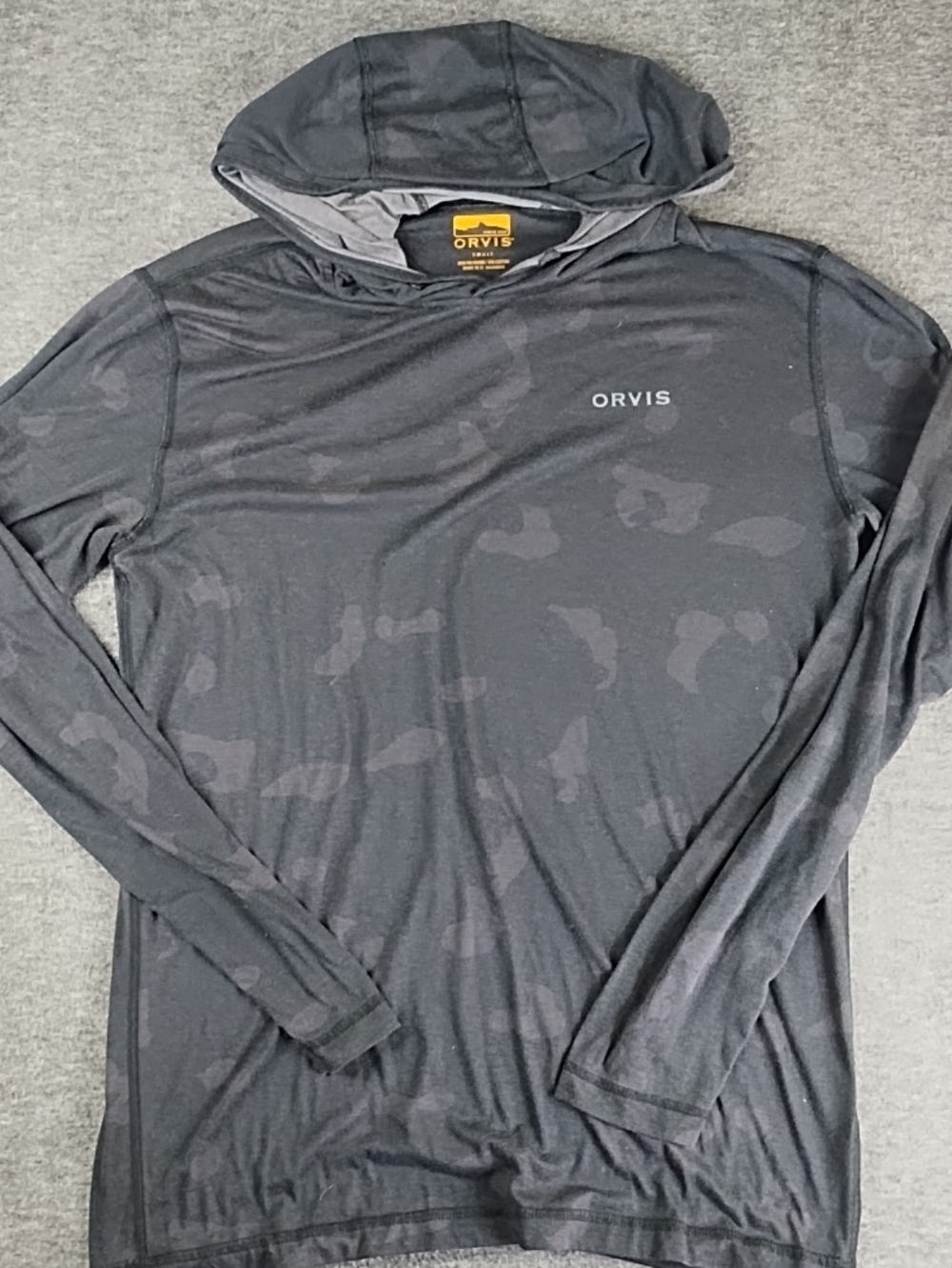 Orvis Black Camouflage-Print Hooded Long-Sleeve Shirt